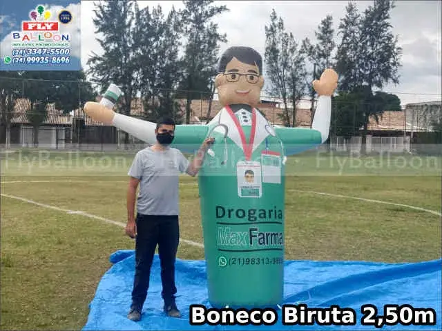 Boneco inflável biruta farmacêutico para Drogaria Max Farma